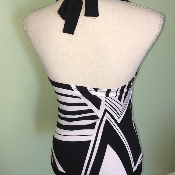 BCX Black White Halter Top - Picture 2 of 4